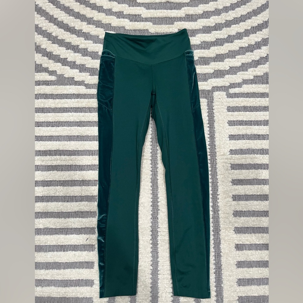 Victorias Secret Pink Cozy Green‎ Velvet Ultimate High Rise Leggings